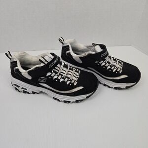 Skechers Sport Sneaker 996212L Bungee Strap Black White Kids Size 6